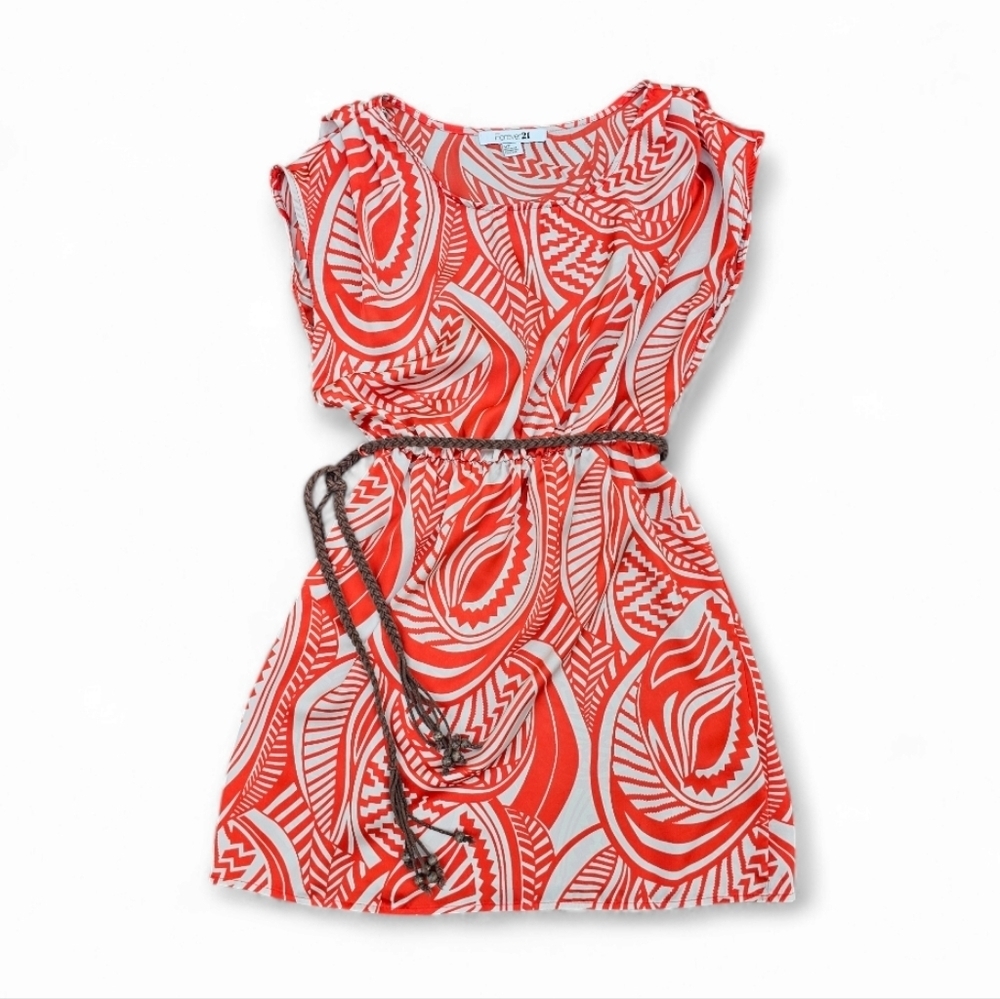 Forever 21 Boho Burnt Orange and Cream Dress, Size S/P